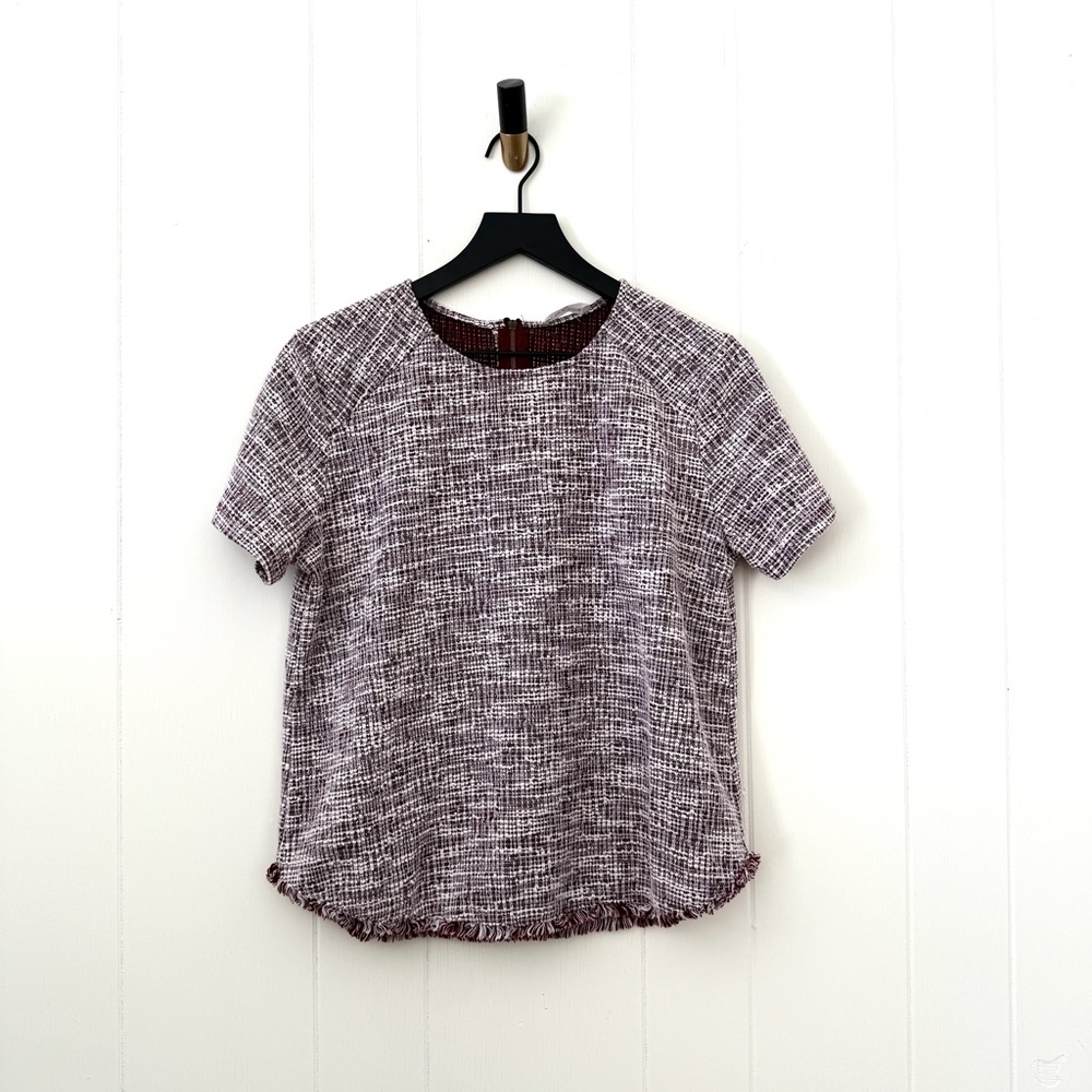 Emelia Wine Boucle Textured Short Sleeve Top